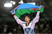 17 June 2015; Aykhan Taghizade, Azerbaijan, celebrates his victory over Karol Robak, Poland, following their Men's Taekwondo 68kg Gold Medal bout. 2015 European Games, Crystal Hall, Baku, Azerbaijan. Picture credit: Stephen McCarthy / SPORTSFILE