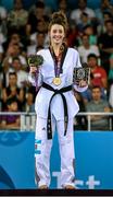 17 June 2015; Jade Jones, Great Britain, after receiving her Women's Taekwondo 57kg Gold Medal. 2015 European Games, Crystal Hall, Baku, Azerbaijan. Picture credit: Stephen McCarthy / SPORTSFILE
