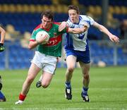 9 August 2008; Cathal Freeman, Mayo, in action against Peter O'Hara, Monaghan. ESB GAA Football All-Ireland Minor Championship Quarter-Final, Mayo v Monaghan, Pearse Park, Longford. Picture credit: Oliver McVeigh / SPORTSFILE