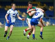 9 August 2008; Cathal Freeman, Mayo, in action against Peter O'Hara and Pauric Boyle, Monaghan. ESB GAA Football All-Ireland Minor Championship Quarter-Final, Mayo v Monaghan, Pearse Park, Longford. Picture credit: Oliver McVeigh / SPORTSFILE
