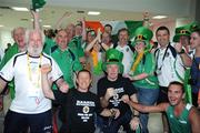 20 August 2008; Ireland boxing supporters including Team manager Jim Walsh, extreme left, attending the Quarter-Final which resulted in victory for Darren Sutherland who has now progressed to the semi-final and is guaranteed at least a bronze medal. Beijing 2008 - Games of the XXIX Olympiad, Beijing Workers Gymnasium, Olympic Green, Beijing, China. Picture credit: Ray McManus / SPORTSFILE