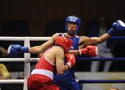 22 August 2008; Darren Sutherland, Ireland, in action against James Degale, in blue from Great Brittan, during their semi-final bout of the Middle weight, 75kg, contest. Beijing 2008 - Games of the XXIX Olympiad, Beijing Workers Gymnasium, Olympic Green, Beijing, China. Picture credit: Ray McManus / SPORTSFILE