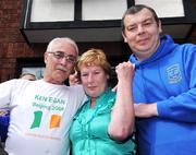 22 August 2008; Maura and Paul Egan, parents of Irish Boxer Kenny Egan, with Gerard Flemming, right, Neilstown boxing club, celebrate after Kenny's victory in his semi-final bout in the Light Heavyweight, 71kg, contest at the Beijing 2008 Olympics Games, China. Clondalkin, Dublin. Picture credit: Pat Murphy / SPORTSFILE