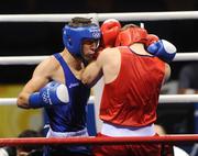 22 August 2008; Kenny Egan, Ireland, in action against Tony Jeffries, in red from Great Brittan, during their semi-final bout of the Light Heavy weight, 81kg, contest. Beijing 2008 - Games of the XXIX Olympiad, Beijing Workers Gymnasium, Olympic Green, Beijing, China. Picture credit: Ray McManus / SPORTSFILE