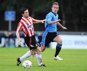 22 August 2008; Shane Fitzgerald, UCD, in action against Eddie McCallion, Derry City. eircom League of Ireland Premier Division, UCD v Derry City, UCD Bowl, Dublin. Picture credit: Brian Lawless / SPORTSFILE