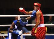 23 August 2008; James Degale, Great Britain, in action against Emilo Correa Bayeaux, in blue from Cuba, during the final of the the Middle weight, 75kg, division. Beijing 2008 - Games of the XXIX Olympiad, Beijing Workers' Gymnasium, Olympic Green, Beijing, China. Picture credit: Ray McManus / SPORTSFILE