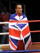 23 August 2008; James Degale, Great Britain, awaits the medal presentation after victory over Emilo Correa Bayeaux, from Cuba, and the Gold medal in the final of the the Middle weight, 75kg, division. Beijing 2008 - Games of the XXIX Olympiad, Beijing Workers' Gymnasium, Olympic Green, Beijing, China. Picture credit: Ray McManus / SPORTSFILE