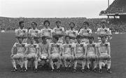 19 September 1982; The Offaly team, back row, left to right, Tomás O'Connor, Matt Connor, Liam Currams, Liam O'Connor, Pádraig Dunne, Gerry Carroll, Seán Lowry, front row, left to right, Michael Lowry, Brendan Lowry, Johnny Mooney, John Guinan, Richie Connor, Martin Furlong, Pat Fitzgerald, and Mick Fitzgerald before the All-Ireland Senior Football Final 1982 match between Offally and Kerry at Croke Park in Dublin. Photo by Ray McManus/Sportsfile