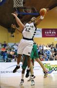 21 August 2008; Ryan Ayers, Notre Dame, in action against Justen Naughton, Ireland. Emerald Hoops Day 1, Ireland v Notre Dame, National Basketball Arena, Tallaght, Dublin. Picture credit: Stephen McCarthy / SPORTSFILE