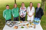 18 June 2015; Swim Ireland have announced details of their partnership with Gourmet Fuel. Pictured at the announcement are, from left, diver Oliver Dingley, swimmer Bethany Carson, Sarah Keane, CEO, Swim Ireland, Emma Buckley, Director of Nutrition, Gourmet Fuel and John Treacy, CEO, Irish Sports Council. National Sports Campus, Blanchardstown, Co. Dublin. Picture credit: Brendan Moran / SPORTSFILE