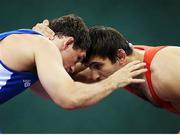 18 June 2015; Alexander Dolly, Ireland, in action against Taimuraz Friev Naskidaeva, Spain, during their Men's Wrestling Men's 86kg Freestyle Qualifications match. 2015 European Games, Heydar Aliyev Arena, Baku, Azerbaijan. Picture credit: Ian MacNicol / SPORTSFILE