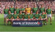 23 September 2001; The Meath team, back row, left to right, Trevor Giles, John McDermott, Graham Gerraghty, Hank Traynor, Cormac Sullivan, Nigel Crawford, Nigel Nestor, Cormac Murphy, front row, left to right, Mark O'Reilly, Donal Curtis, Richie Kealy, Ollie Murphy, Darren Fay, Ray Magee, prior to the GAA Football All-Ireland Senior Championship Final match between Galway and Meath at Croke Park in Dublin. Photo by Ray McManus/Sportsfile