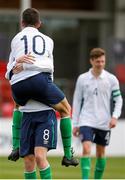 18 June 2015; Dillon Sheridan, 10, Ireland, celebrates with team-mate Carl McKee after scoring his second goal. This tournament is the only chance the Irish team have to secure a precious qualifying spot for the 2016 Rio Paralympic Games. 2015 CP Football World Championships, Ireland v Australia. St. George’s Park, Tatenhill, Burton-upon-Trent, Staffordshire, United Kingdom. Picture credit: Magi Haroun / SPORTSFILE