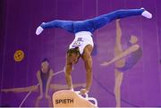 18 June 2015; Axel Augis, France, competes on the pommel horse during the Artistic Gymnastics Men's Individual All-Around Final. 2015 European Games, National Gymnastics Arena, Baku, Azerbaijan. Picture credit: Stephen McCarthy / SPORTSFILE
