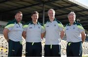 18 June 2015; Kerry management team, from left, Cian O'Neill, trainer, Eamonn Fitzmaurice, manager, Diarmuid Murphy, selector, and Mikey Sheehy, selector. Football Squad Portraits 2015, Fitzgerald Stadium, Killarney, Co. Kerry. Picture credit: Brendan Moran / SPORTSFILE