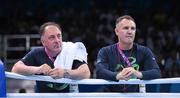 19 June 2015; Team Ireland coaches Zaur Antia, left, and Billy Walsh during the Women's Boxing Fly 51kg Round of 16 bout between Ceire Smith, Ireland, and Camilla Johansen, Norway. 2015 European Games, Crystal Hall, Baku, Azerbaijan. Picture credit: Stephen McCarthy / SPORTSFILE
