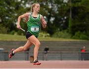 19 June 2015; Emma Cheshire, St. Vincent's Dundalk, in action during the Girls 4 x 300 relay. GloHealth Tailteann Inter Provincial Track and Field Championships. Morton Stadium Santry, Dublin. Picture credit: Piaras Ó Mídheach / SPORTSFILE