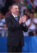 19 June 2015; Ilham Aliyev the President of Azerbajian during the Taekwondo finals at the Crystal Hall. 2015 European Games, Baku, Azerbaijan. Picture credit: Stephen McCarthy / SPORTSFILE