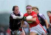23 August 2008; Amy O'Shea, Cork, in action against Sarah Noone, Galway. TG4 All-Ireland Ladies Senior Football Championship Quarter-Final, Cork v Galway, Dr. Hyde Park, Roscommon. Photo by Sportsfile