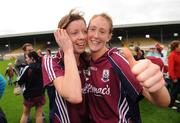 24 August 2008; Ailbhe Kelly, right, and Lourda Kavanagh, Galway, celebrate after the final whistle. Gala All-Ireland Camogie Semi-Final, Wexford v Galway, Nowlan Park, Kilkenny. Picture credit: Matt Browne / SPORTSFILE