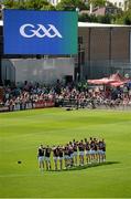 14 June 2015; The Galway team stand for the National Anthem before the game. Connacht GAA Football Senior Championship Semi-Final, Galway v Mayo. Pearse Stadium, Galway. Picture credit: Piaras Ó Mídheach / SPORTSFILE