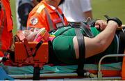 20 June 2015; Andrew Porter, Ireland, is taken off the field in a stretcher. World Rugby U20' Championship 2015, 7th Place Play-Off, Ireland U20' v Scotland U20'. Picture credit: Roberto Bregani / SPORTSFILE