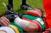 20 June 2015; Andrew Porter, Ireland, is taken off the field in a stretcher. World Rugby U20' Championship 2015, 7th Place Play-Off, Ireland U20' v Scotland U20'. Picture credit: Roberto Bregani / SPORTSFILE