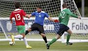 20 June 2015; Ryan Nolan, Ireland, sees his shot saved by Portugal goalkeeper Telmo Baptista. This tournament is the only chance the Irish team have to secure a precious qualifying spot for the 2016 Rio Paralympic Games. 2015 CP Football World Championships, Ireland v Portuga. St. George’s Park, Tatenhill, Burton-upon-Trent, Staffordshire, United Kingdom. Picture credit: Magi Haroun / SPORTSFILE