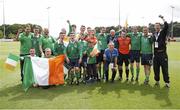 20 June 2015; Ireland players and staff celebrate their victory after the game. This tournament is the only chance the Irish team have to secure a precious qualifying spot for the 2016 Rio Paralympic Games. 2015 CP Football World Championships, Ireland v Portuga. St. George’s Park, Tatenhill, Burton-upon-Trent, Staffordshire, United Kingdom. Picture credit: Magi Haroun / SPORTSFILE