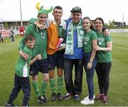 20 June 2015; Ireland's Dillon Sheridan celebrates his side's victory after the game with his family and teammate Ryan Nolan. This tournament is the only chance the Irish team have to secure a precious qualifying spot for the 2016 Rio Paralympic Games. 2015 CP Football World Championships, Ireland v Portuga. St. George’s Park, Tatenhill, Burton-upon-Trent, Staffordshire, United Kingdom. Picture credit: Magi Haroun / SPORTSFILE