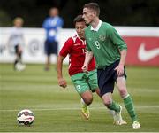 20 June 2015; Aaron Tier, Ireland, in action against Lucas Pinhiero,  Portugal. This tournament is the only chance the Irish team have to secure a precious qualifying spot for the 2016 Rio Paralympic Games. 2015 CP Football World Championships, Ireland v Portuga. St. George’s Park, Tatenhill, Burton-upon-Trent, Staffordshire, United Kingdom. Picture credit: Magi Haroun / SPORTSFILE