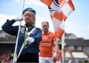 14 June 2015; Armagh captain Ciaran McKeever leads his team in the pre-match parade. Ulster GAA Football Senior Championship Quarter-Final, Armagh v Donegal. Athletic Grounds, Armagh. Picture credit: Brendan Moran / SPORTSFILE