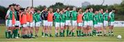20 June 2015; London players stand for a minute's silence in memory of the six Irish students that died in Berkeley, USA. GAA Football All-Ireland Senior Championship, Round 1A, London v Cavan, Páirc Smárgaid, Ruislip, London, England. Picture credit: Seb Daly / SPORTSFILE
