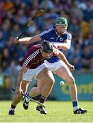 20 June 2015; David Collins, Galway, in action against Zane Keenan, Laois. Leinster GAA Hurling Senior Championship, Semi-Final, Galway v Laois, O'Connor Park, Tullamore, Co. Offaly. Photo by Sportsfile