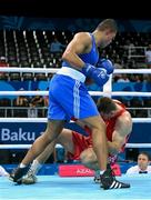 20 June 2015; Joe Joyce, Great Britain, knocks Alexei Zavatin, Moldova, to the canvas for the third time during the first round during their Men's Boxing Super Heavy +91kg Round of 16 bout. 2015 European Games, Crystal Hall, Baku, Azerbaijan. Picture credit: Stephen McCarthy / SPORTSFILE