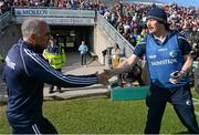 20 June 2015; Galway manager Anthony Cunningham shakes hands with Laois manager Seamus Plunkett after the game. Leinster GAA Hurling Senior Championship, Semi-Final, Galway v Laois, O'Connor Park, Tullamore, Co. Offaly. Photo by Sportsfile