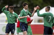 20 June 2015; Darragh Snell, Ireland, celebrates scoring a first half goal with teammates Luke Evans, left, and Gary Messett. This tournament is the only chance the Irish team have to secure a precious qualifying spot for the 2016 Rio Paralympic Games. 2015 CP Football World Championships, Ireland v Portuga. St. George’s Park, Tatenhill, Burton-upon-Trent, Staffordshire, United Kingdom. Picture credit: Magi Haroun / SPORTSFILE