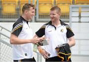 21 June 2015; Kilkenny's Walter Walsh, left, and Richie Power in conversation ahead of the game. Leinster GAA Hurling Senior Championship, Semi-Final, Kilkenny v Wexford, Nowlan Park, Kilkenny. Picture credit: Piaras Ó Mídheach / SPORTSFILE