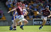 20 June 2015; Joe Fitzpatrick, Laois, in action against Joe Canning, Laois. Leinster GAA Hurling Senior Championship, Semi-Final, Galway v Laois, O'Connor Park, Tullamore, Co. Offaly. Photo by Sportsfile