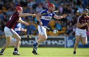 20 June 2015; Joe Fitzpatrick, Laois, in action against Joe Canning, Laois. Leinster GAA Hurling Senior Championship, Semi-Final, Galway v Laois, O'Connor Park, Tullamore, Co. Offaly. Photo by Sportsfile