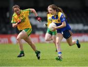 21 June 2015; Aoife Darcy, Longford, right, gets away from Kneshia McKinney, Donegal. Aisling McGing U21 B Championship Final, Donegal v Longford, Markiewicz Park, Sligo. Picture credit: Seb Daly / SPORTSFILE