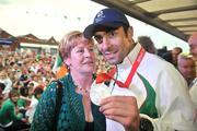 26 August 2008; Olympic silver medallist Kenny Egan and his mother Maura are greeted by supporters upon their arrival at Clondalkin, Co. Dublin. Picture credit: David Maher / SPORTSFILE
