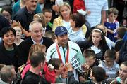 26 August 2008; Olympic silver medallist Kenny Egan is greeted by supporters upon his arrival at Neilstown, Clondalkin, Co. Dublin. Picture credit: David Maher / SPORTSFILE