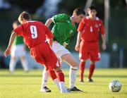 28 August 2008; Anthony Forde, Republic of Ireland, in action against Kurtis March, Wales. Under-16 International Friendly, Republic of Ireland  v Wales, Whitehall, Dublin. Picture credit: Brian Lawless / SPORTSFILE