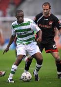 29 August 2008; Joseph Ndo, Shamrock Rovers, in action against Colin Healy, Cork City. eircom League of Ireland Premier Division, Shamrock Rovers v Cork City, Tolka Park, Dublin. Picture credit: Brian Lawless / SPORTSFILE