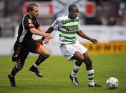 29 August 2008; Joseph Ndo, Shamrock Rovers, in action against Colin Healy, Cork City. eircom League of Ireland Premier Division, Shamrock Rovers v Cork City, Tolka Park, Dublin. Picture credit: Brian Lawless / SPORTSFILE