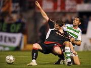 29 August 2008; Denis Behan, Cork City, in action against Darragh Maguire, Shamrock Rovers. eircom League of Ireland Premier Division, Shamrock Rovers v Cork City, Tolka Park, Dublin. Picture credit: Brian Lawless / SPORTSFILE