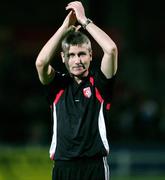29 August 2008; Derry City manager, Stephen Kenny, applauds the supporters at the end of the game. eircom league Premier Division, Derry City v Finn Harps, Brandywell, Derry. Picture credit: Oliver McVeigh / SPORTSFILE