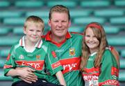 30 August 2008; Mayo fan George Clapham with his son John and daughter Niamh. ESB GAA Football All-Ireland Minor Championship Semi-Final Replay, Kerry v Mayo, Gaelic Grounds, Limerick. Picture credit: Matt Browne / SPORTSFILE