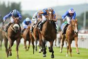 31 August 2008; Again, centre, with Seamus Heffernan up, on their way to winning the Moyglare Stud Stakes from second place Ahimah,left, with Declan McDonogh. Curragh Racecourse, Co. Kildare. Picture credit: Matt Browne / SPORTSFILE